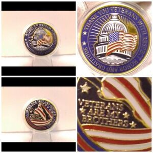 UNBRANDED Challenge Coin Unisex OS Multicolor‎ New Patriotic Veterans Flag